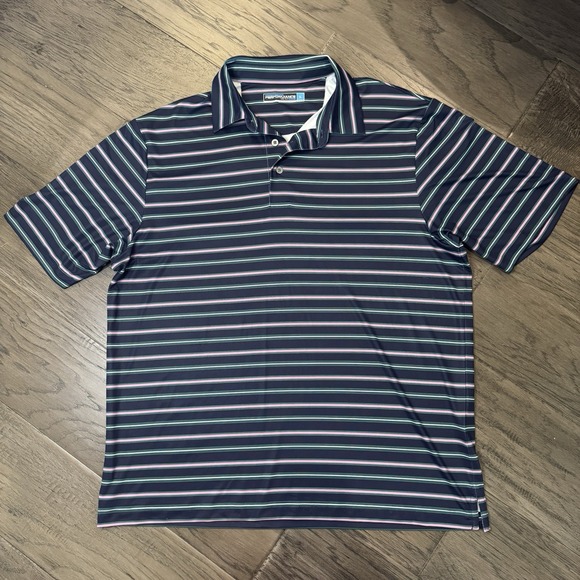 Roundtree & Yorke Other - Roundtree And Yorke Performance Striped Short Sleeve Golf Polo Shirt Men's SZ L